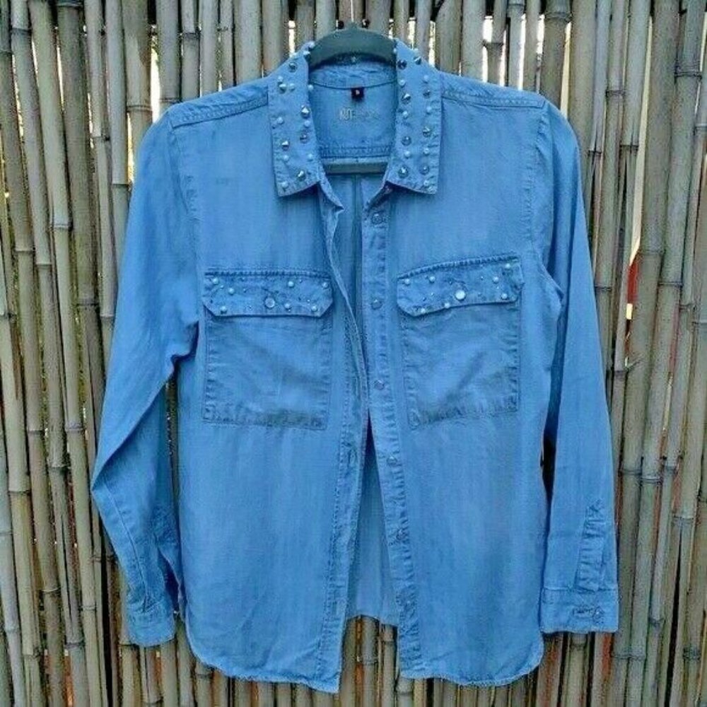 Kut from the Kloth Chambray studded shirt S - Picture 1 of 6